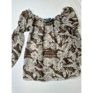 Letarte Floral sheer embellished shirt, size Small